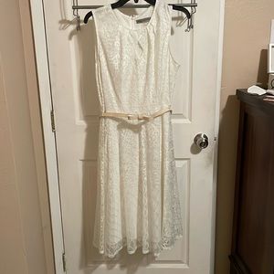 Danny and Nicole, white dress, size 16, with bow belt